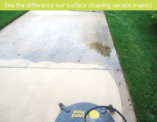 before and after concrete cleaning a ludington michigan driveway